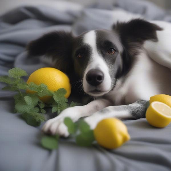 Dog Relaxing with a Lemon Balm Infused Toy