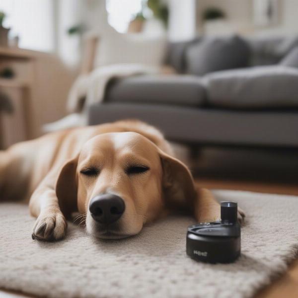 Dog relaxing with a plug-in diffuser