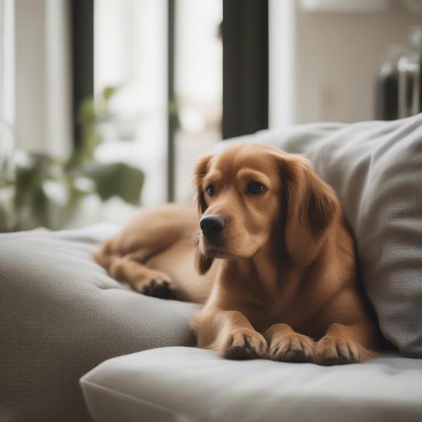 Dog Resting on a Cushion in a Quiet Corner