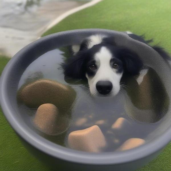 Dog rocks placed in a water bowl in New Zealand