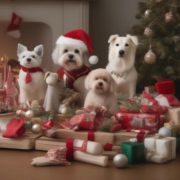 Dog-safe Christmas decorations on a table