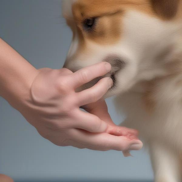 Examining a Dog's Scraped Paw Pad