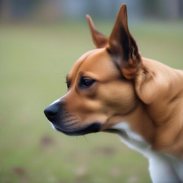 Dog scratching its ear due to discomfort from a canker sore