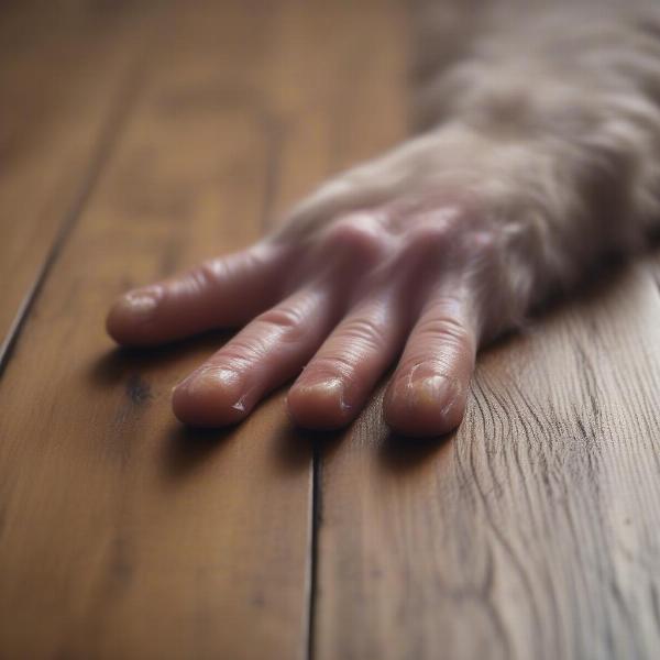 Dog scratching a hardwood floor