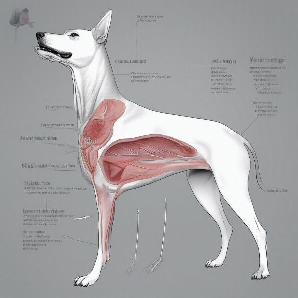 Dog with sheath tumor showing location