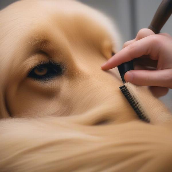 Dog Being Brushed to Minimize Shedding