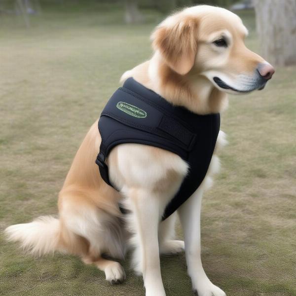 Dog wearing a shoulder brace for arthritis