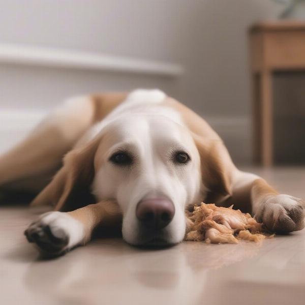 Dog Showing Discomfort After Eating Chicken