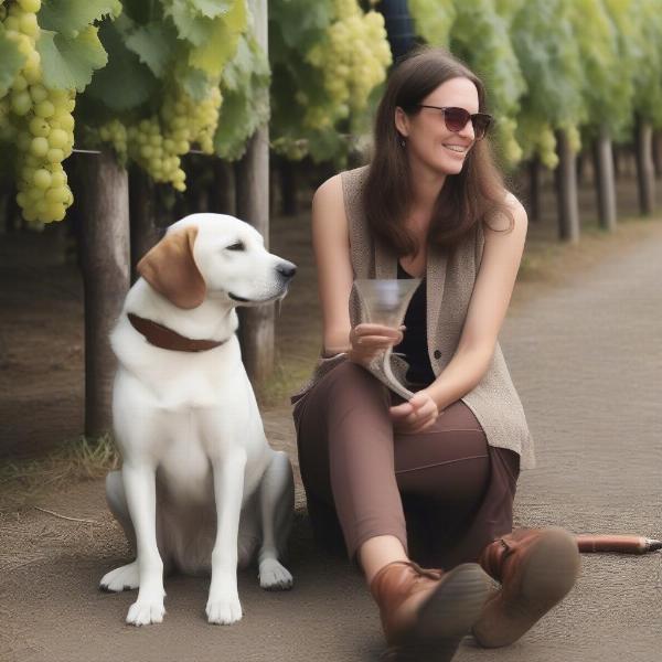 Well-Behaved Dog at a Winery