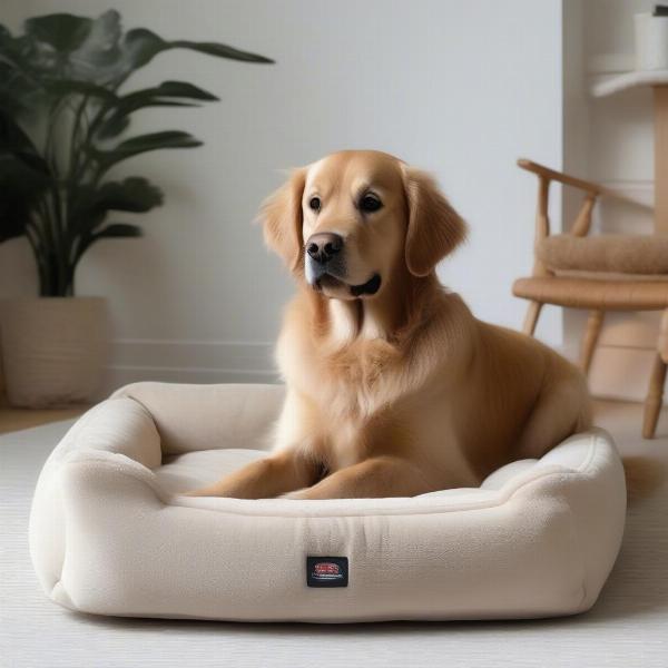 Dog Sitting on Dog Bed