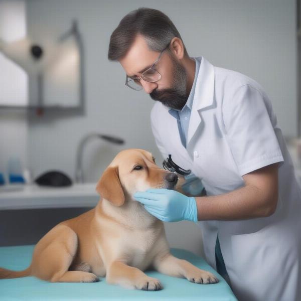 Dog Skin Check by Veterinarian