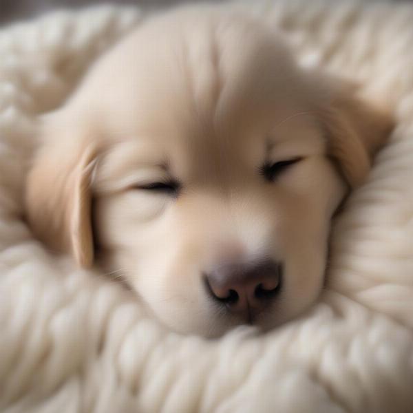 Dog sleeping peacefully on a sheepskin bed