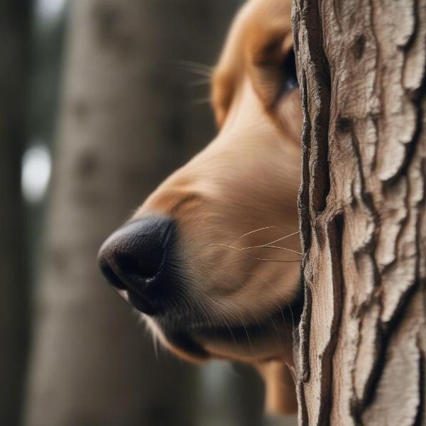 Dog Sniffing Tree