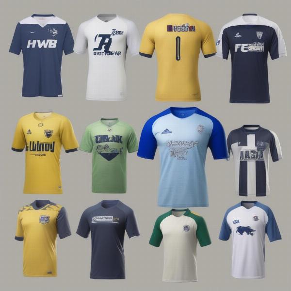 Different dog soccer jerseys displayed on an online store