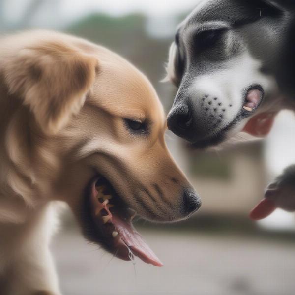 Dogs interacting during playtime