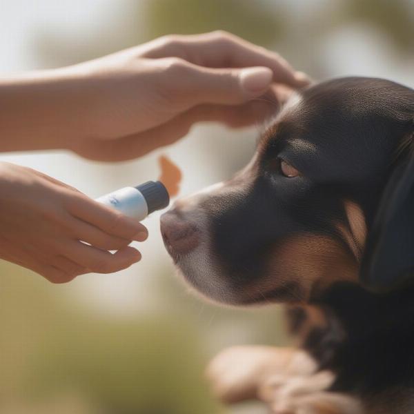 Applying Dog Sunscreen