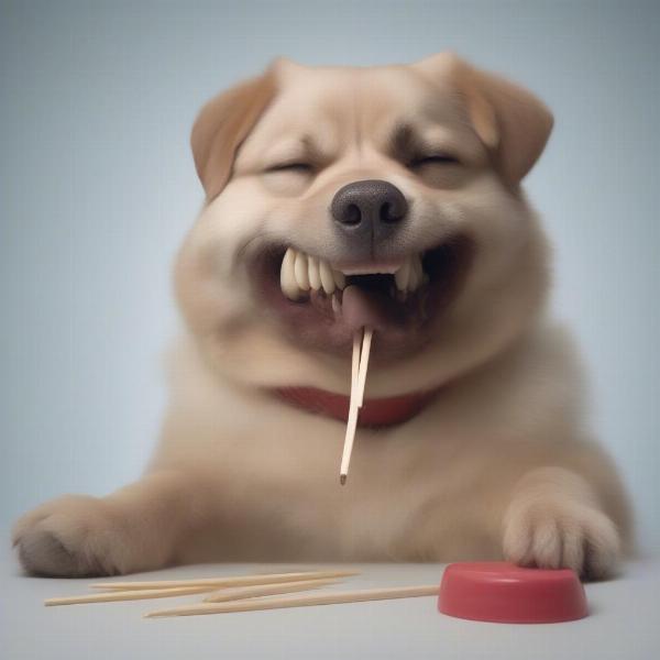 Dog Swallowing Toothpick