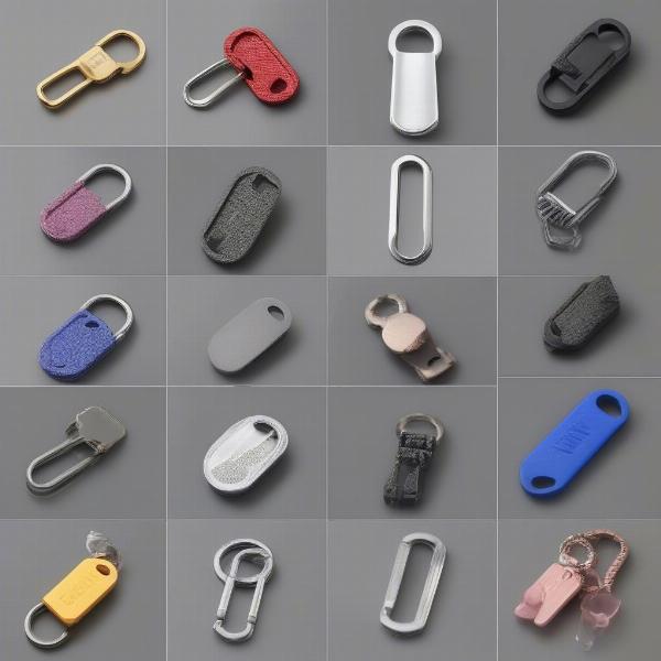 Dog tag collar slides made from different materials like metal, plastic, and silicone.