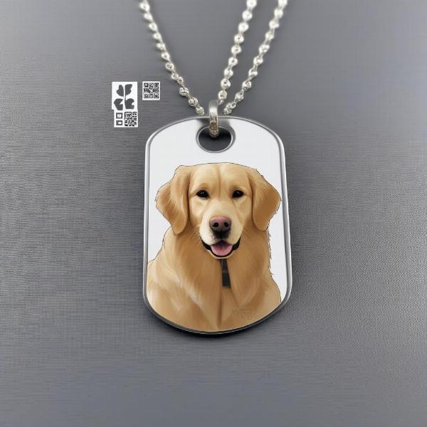 Dog Tag Necklace with QR Code and Picture