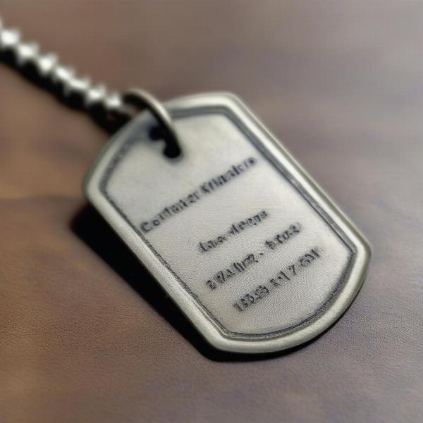 Close up of a dog tag with New Zealand specifics