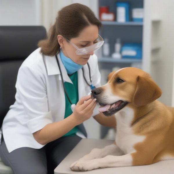 Dog Taking Antibiotics Under Vet Supervision