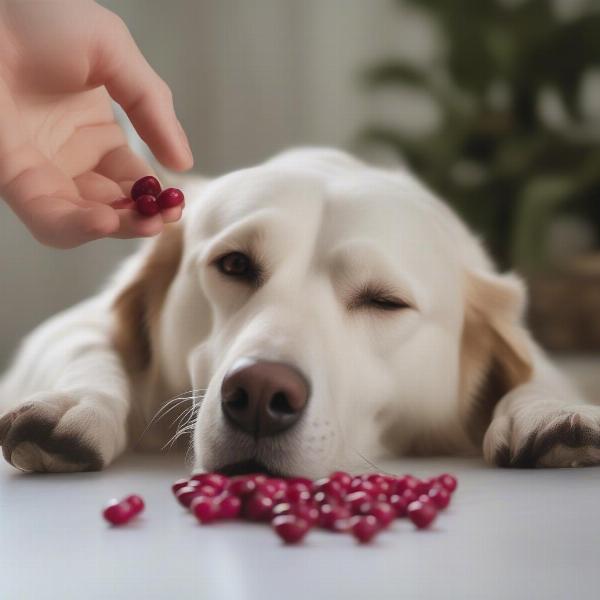 Dog Taking Cranberry Pills