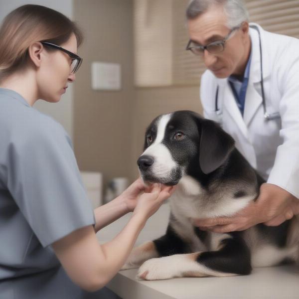 A dog taking Naraquin with the guidance of a veterinarian