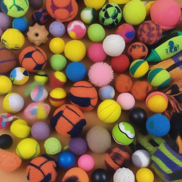 Various dog toy balls with smaller balls inside