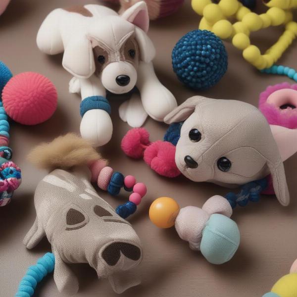 Dog toys incorporating beads for added texture and interest.