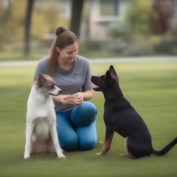 Dog trainer in Kenosha, WI working with a dog using positive reinforcement