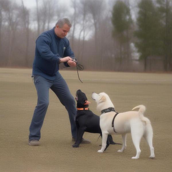 Dog Trainer Working with a Dog and a Shock Collar