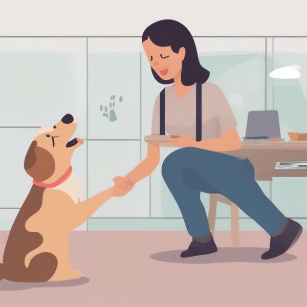 Dog Trainer Working with Dog on Positive Reinforcement