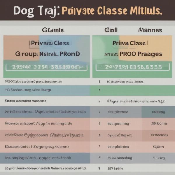 Dog Training Costs Comparison Table