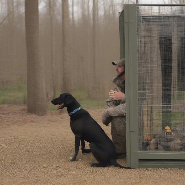 Training a dog to use a duck blind with positive reinforcement