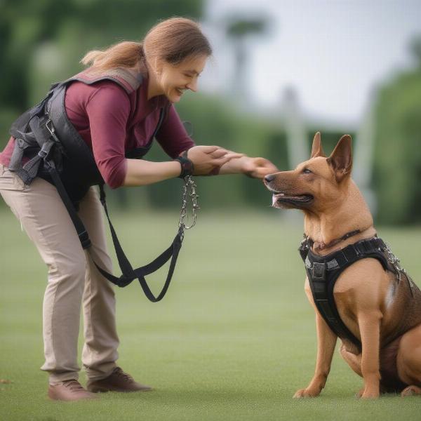 Training a dog with a spiked harness