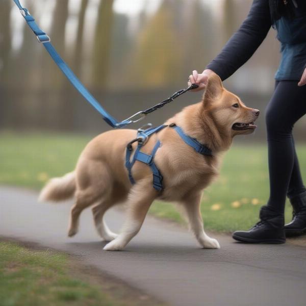 Dog training with a harness