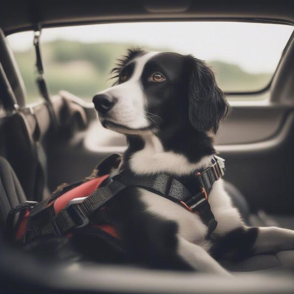 Dog Traveling Comfortably in Car