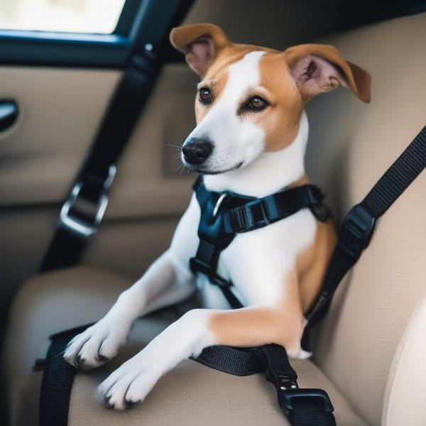 Dog Traveling Safely in a Car