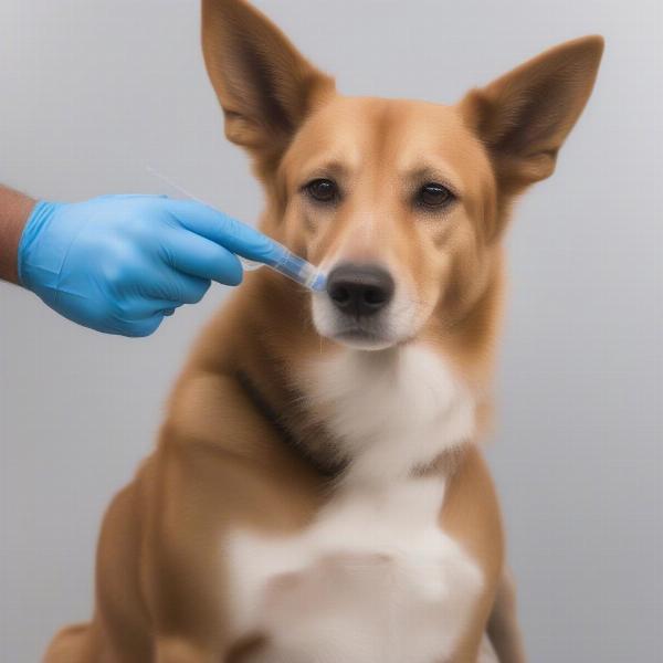 Veterinarian Performing an Intradermal Skin Test on a Dog