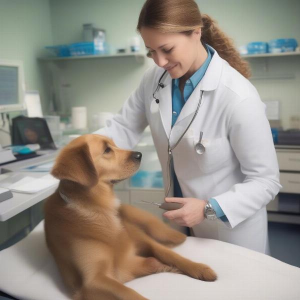 Veterinarian Performing a Fertility Test on a Dog