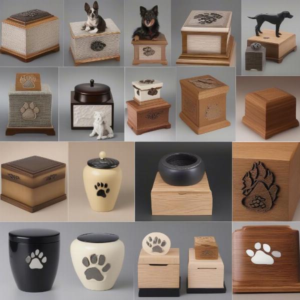 Different types of urns for dog ashes