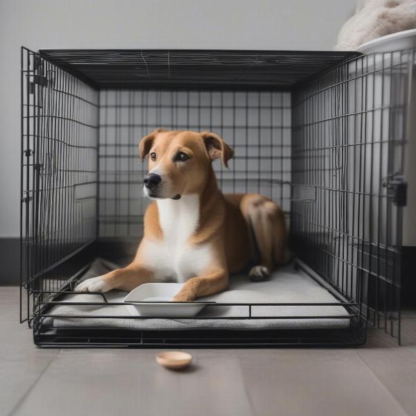 Dog Using Crate Shelf