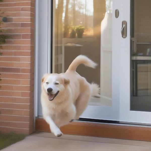 Dog Using Exterior Dog Door