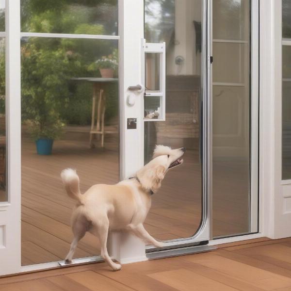 Dog Using French Door Dog Door