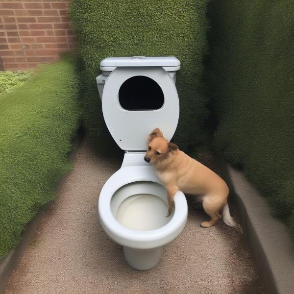 Dog Using a Designated Garden Toilet