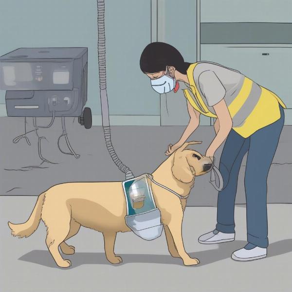 Dog Using O2 Mask in Emergency Situation