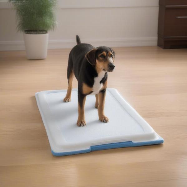 Dog Using Pee Pad Indoors