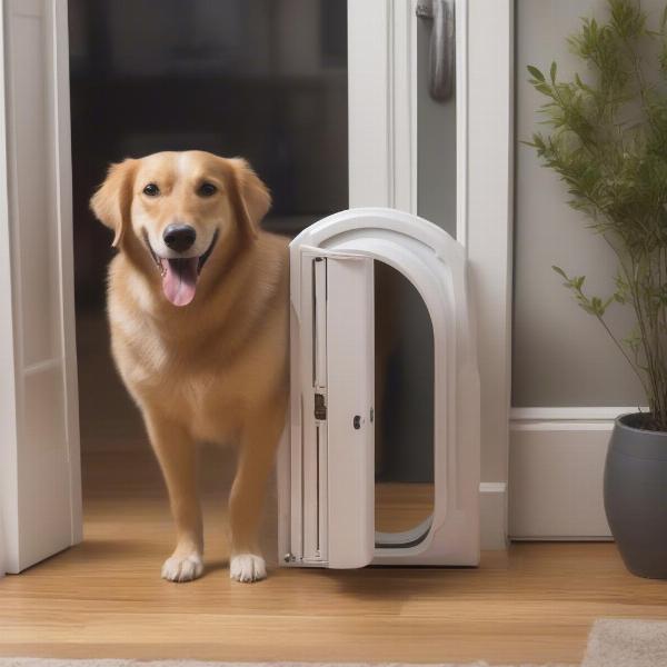 Dog Using a Temporary Dog Door