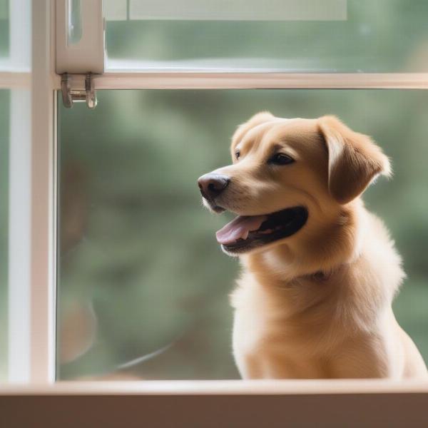 Dog Using a Window Insert Dog Door