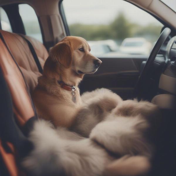 Dog waiting patiently in car